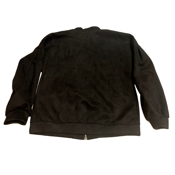 CBR Bomber Jacket Womens Medium Faux Suede Black Zip Front Rockabilly 50's Coat - Picture 5 of 13